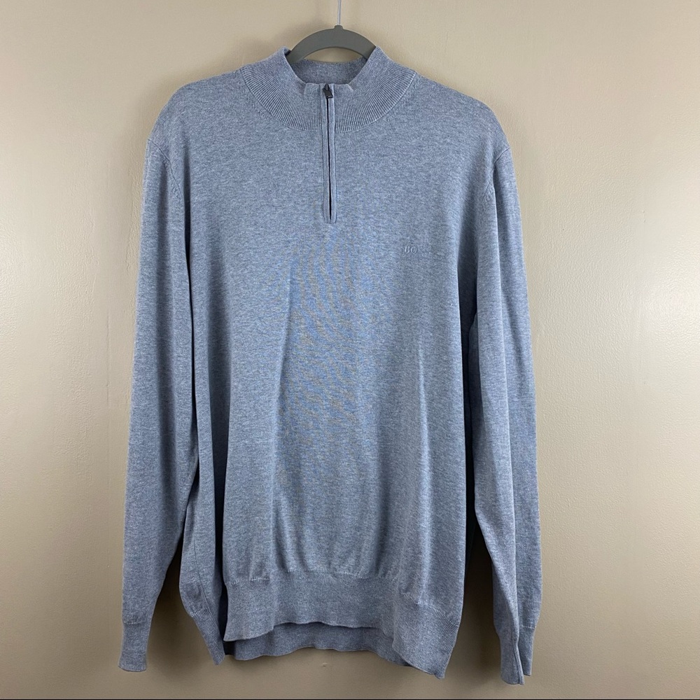 Men’s Hugo Boss 3/4 zip gray sweater size L